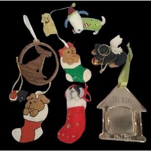 Mixed Lot 10 New & Vintage Puppy & Dog Themed Christmas Ornaments